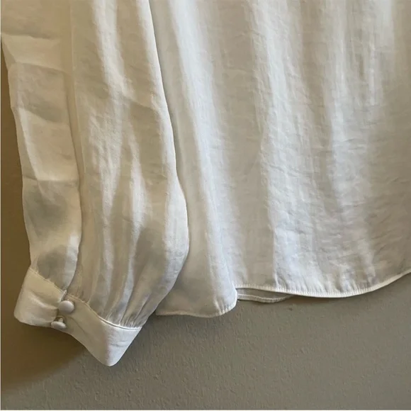 Naked Zebra White Silky High Neck Blouse & Billowy Sleeves – Size Small EUC - Picture 11 of 13
